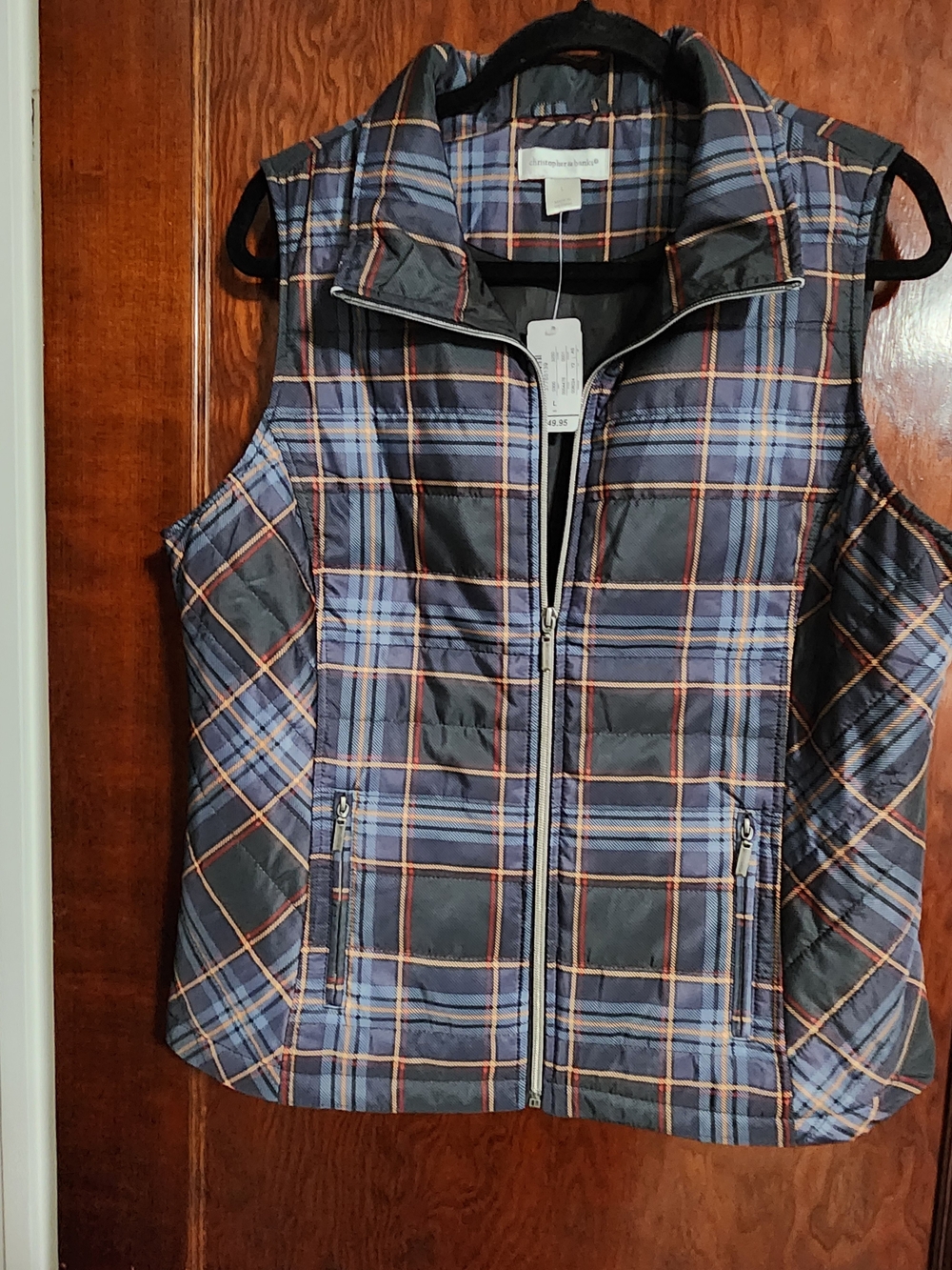NWT Christopher & Banks Plaid Quilted Vest - Women's Size Large